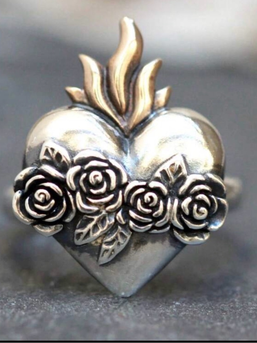 Floral Sacred Heart Ring - Women